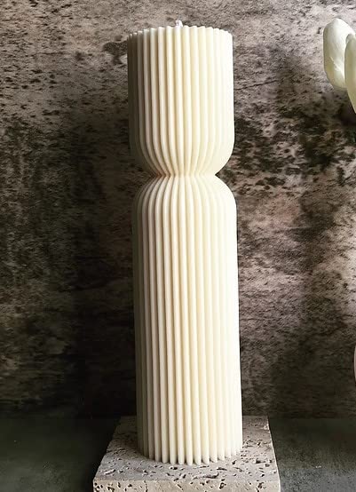 Large Ribbed Pillar Candle
