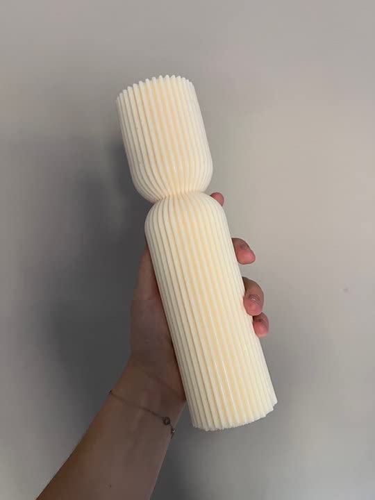 Large Ribbed Pillar Candle