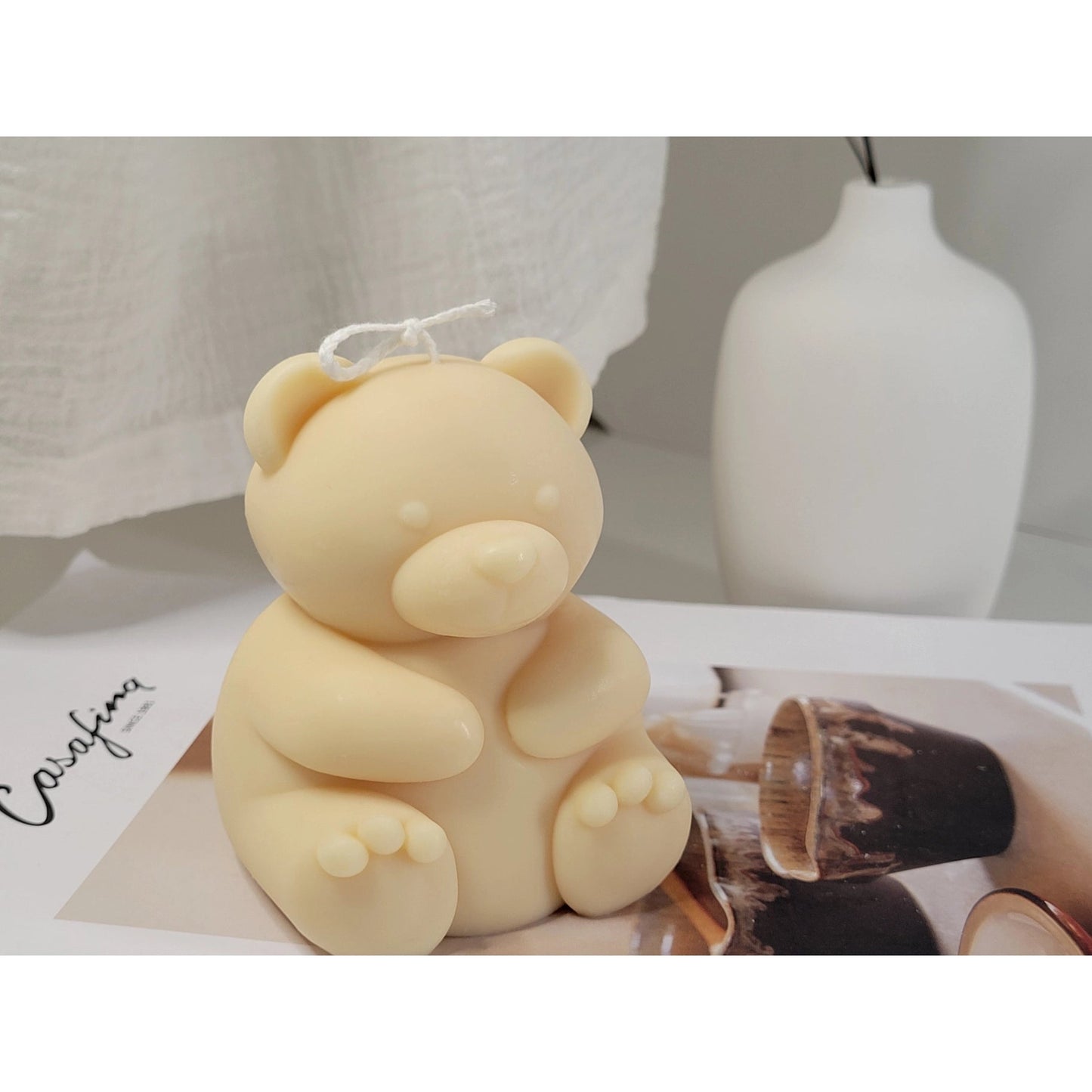 Cute Teddy Bear Candle in Mocha