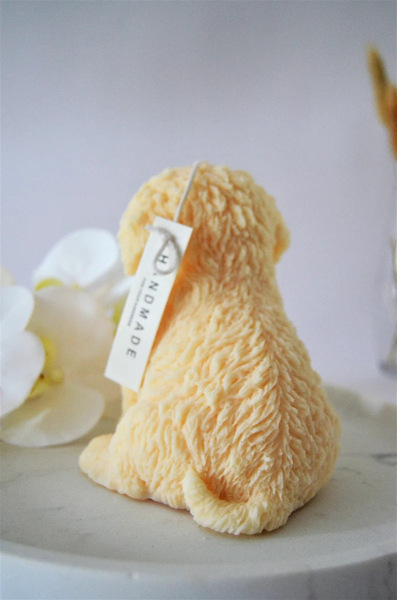Large Fluffy Dog Candle in Multiple Colors