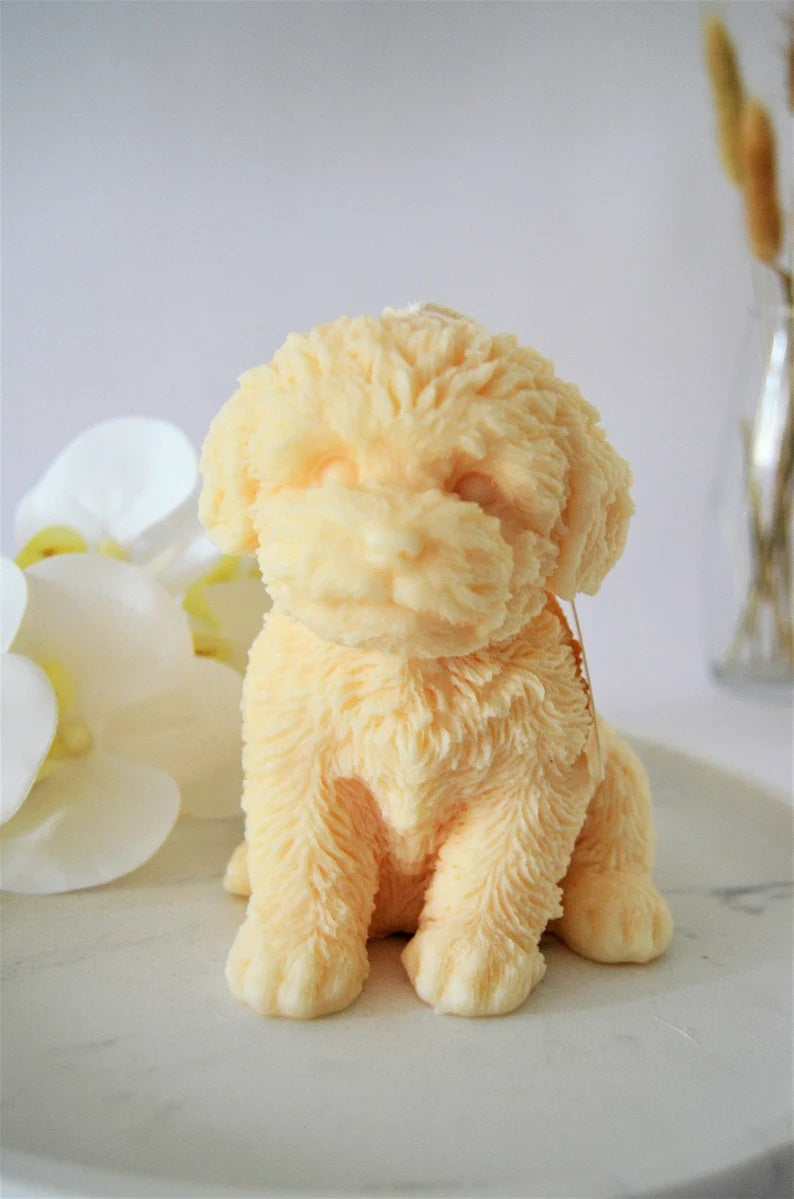 Large Fluffy Dog Candle in Multiple Colors