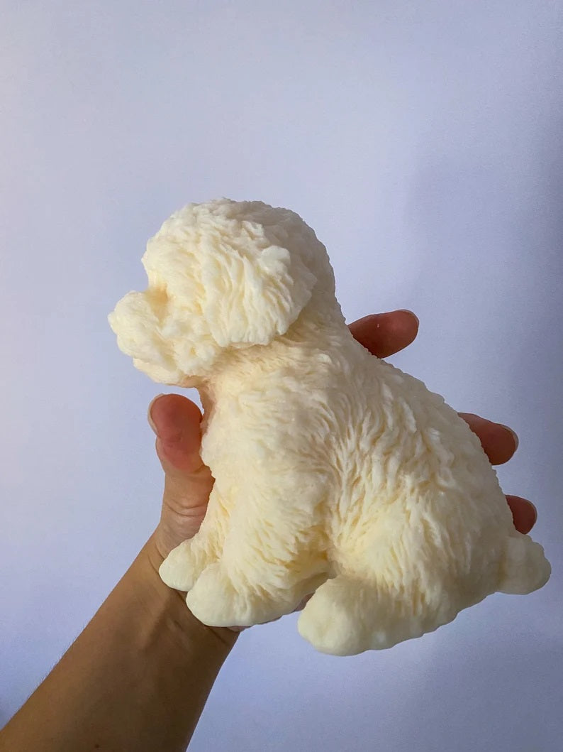 Large Fluffy Dog Candle in Multiple Colors