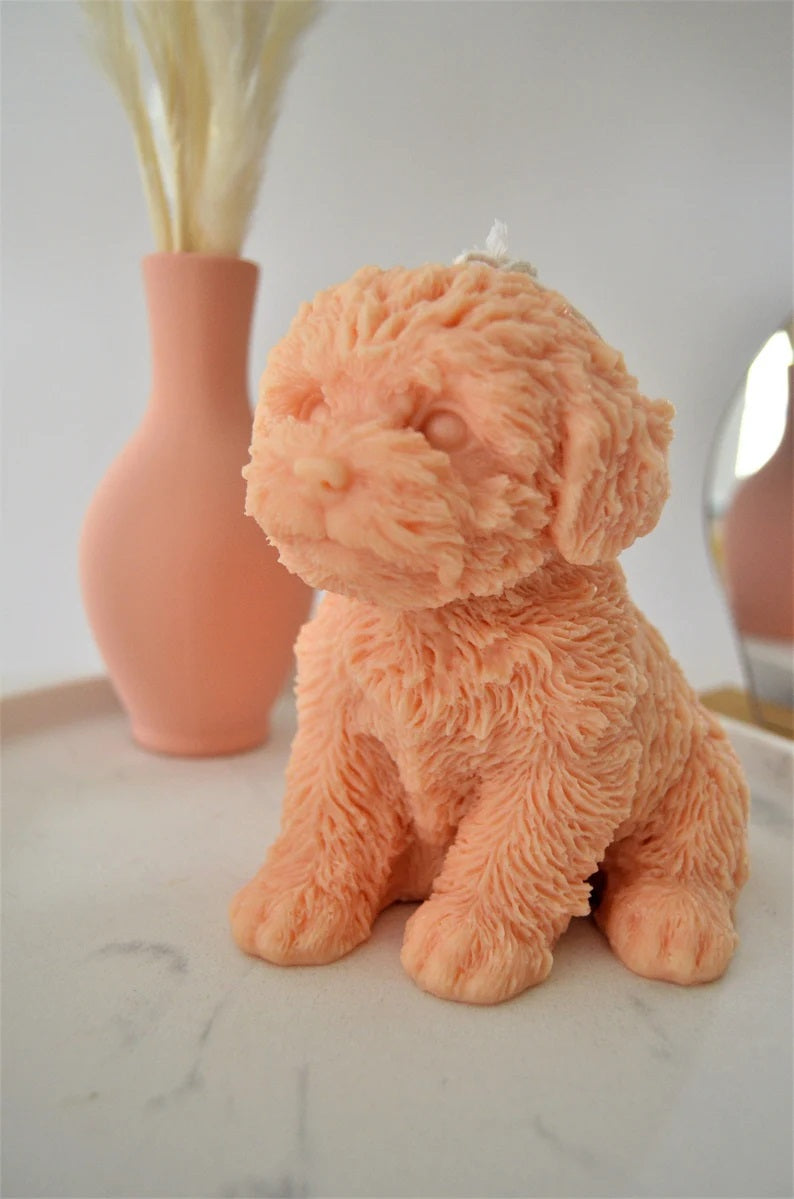 Large Fluffy Dog Candle in Multiple Colors