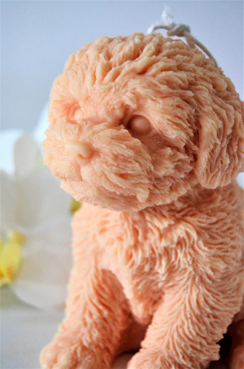 Large Fluffy Dog Candle in Multiple Colors
