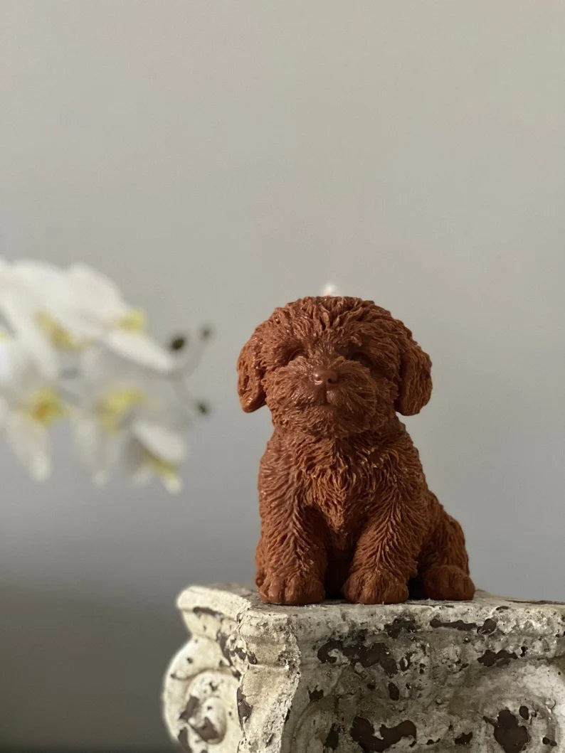 Large Fluffy Dog Candle in Multiple Colors