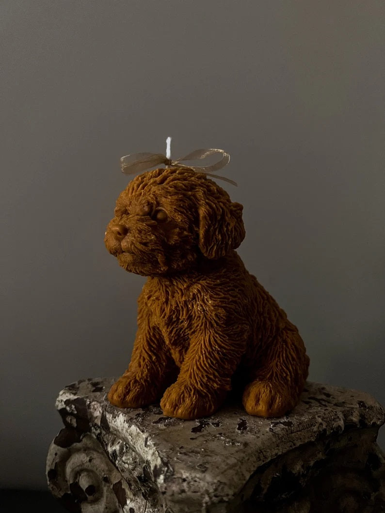 Large Fluffy Dog Candle in Multiple Colors