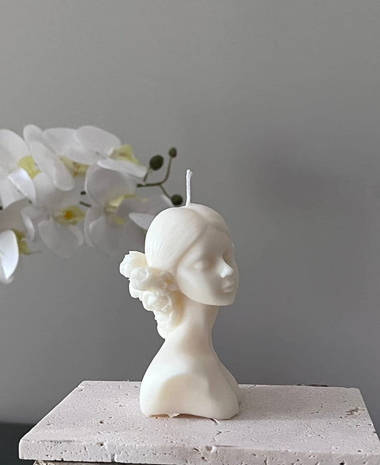 Pretty Flower Lady Statue Candle in Multiple Colors