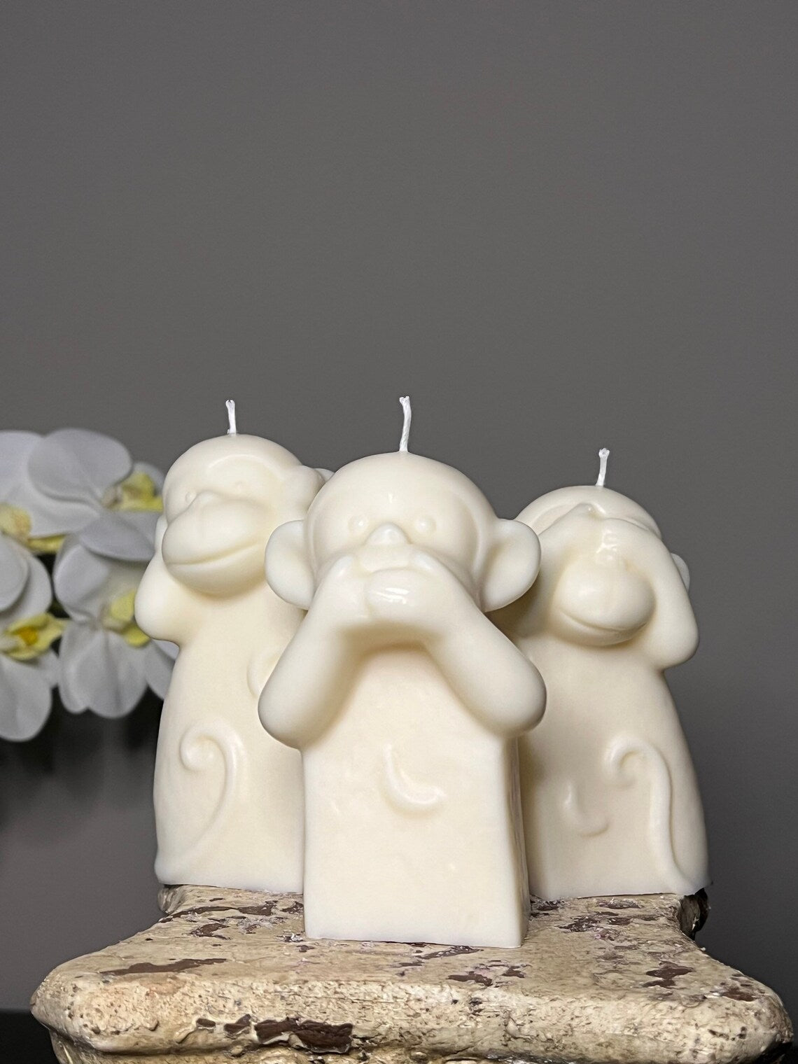 Set of Three Monkeys Candles in Multiple Colors