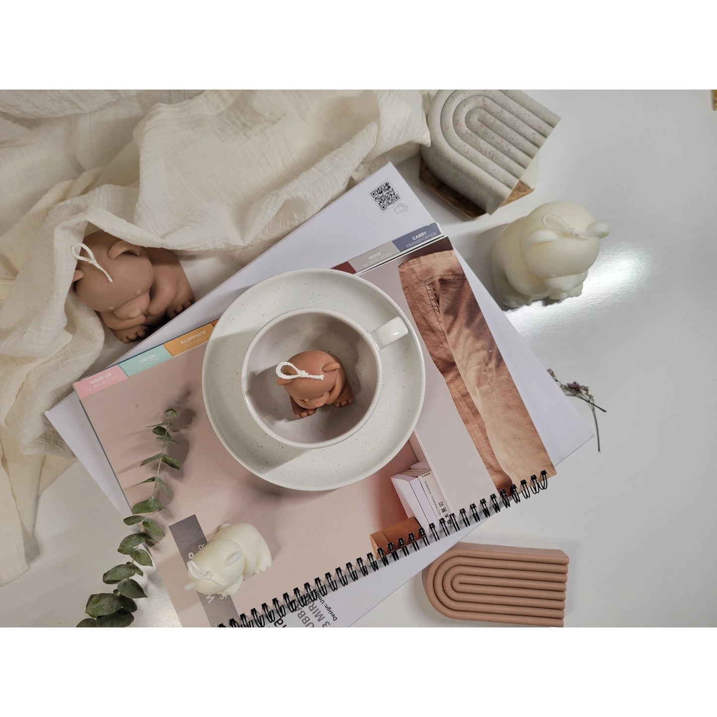 Cute Teddy Bear Candle in Mocha