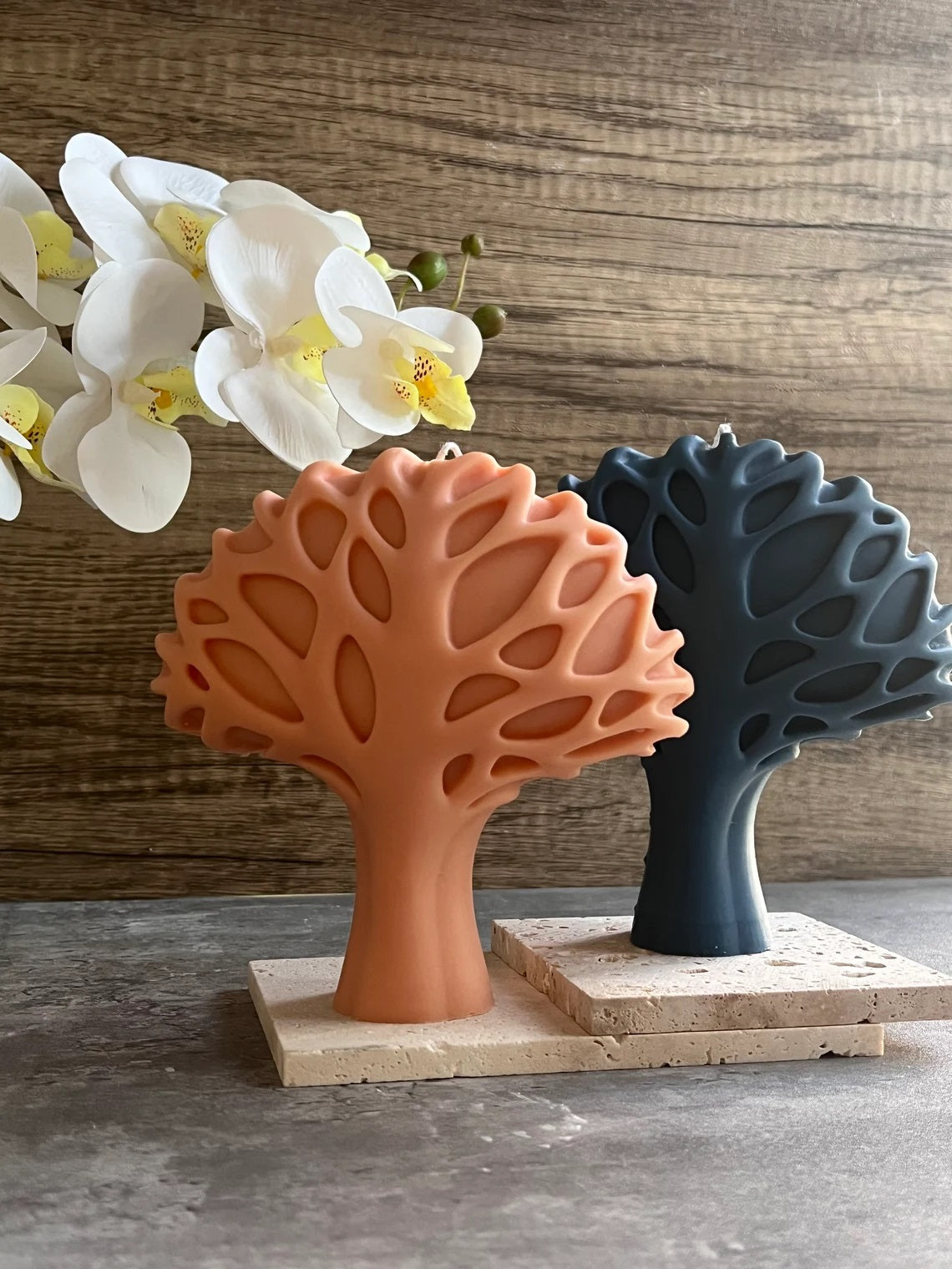 Tree of Life Abstract Pillar Candle in Multiple Colors