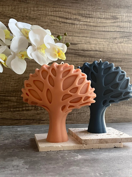 Tree of Life Abstract Pillar Candle in Multiple Colors