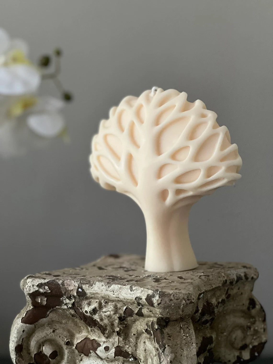 Tree of Life Abstract Pillar Candle in Multiple Colors