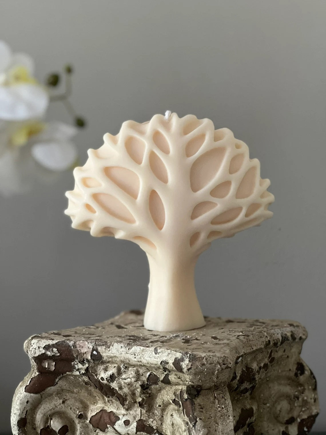Tree of Life Abstract Pillar Candle in Multiple Colors