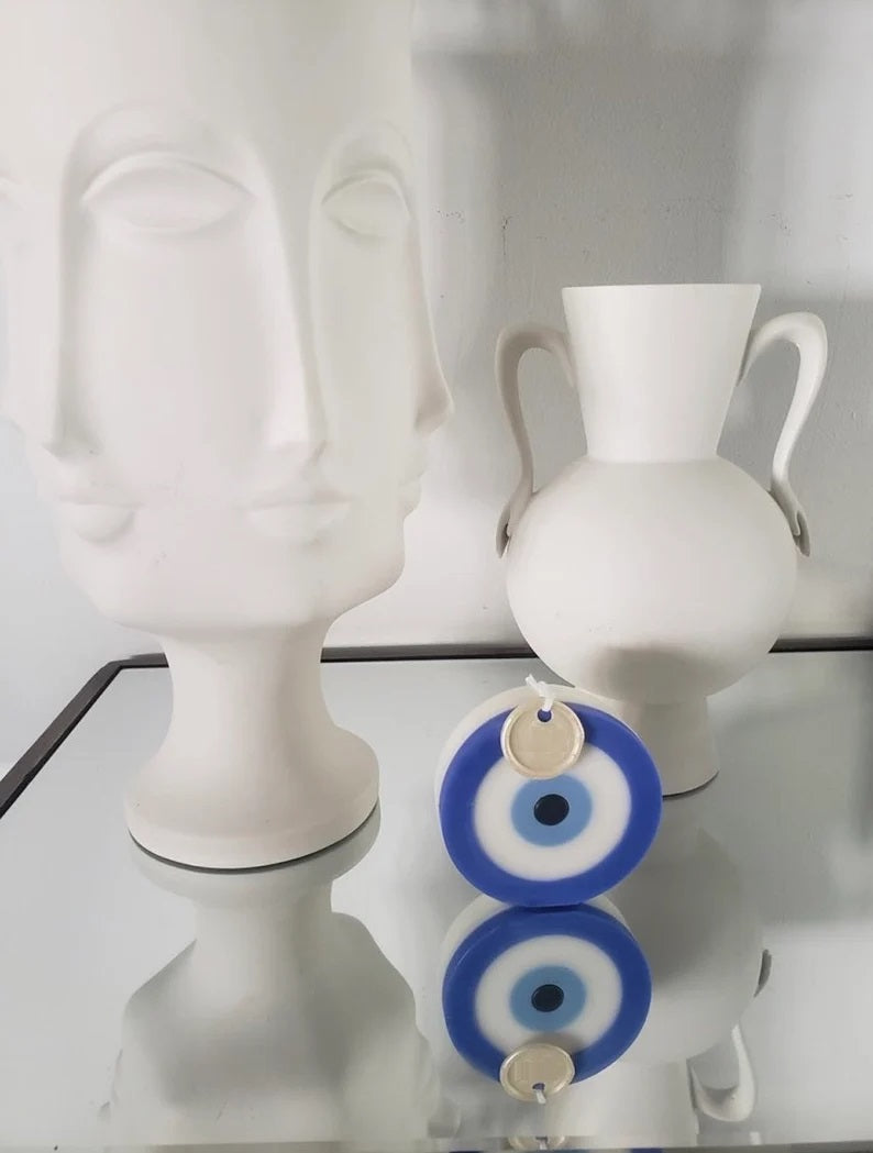 Set of 2 Evil Eye Candles in Ivory