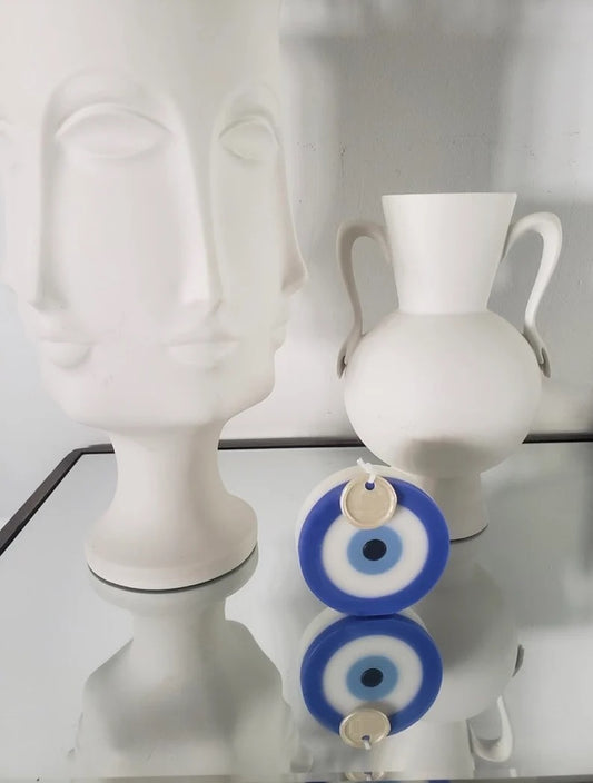 Set of 2 Evil Eye Candles in Ivory