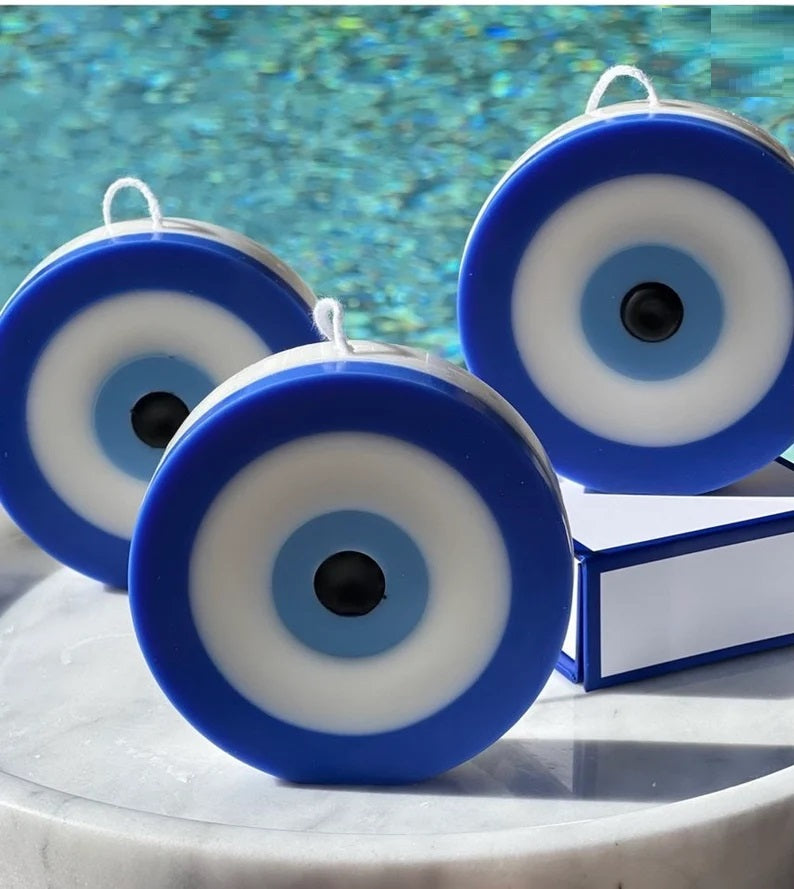 Set of 2 Evil Eye Candles in Ivory