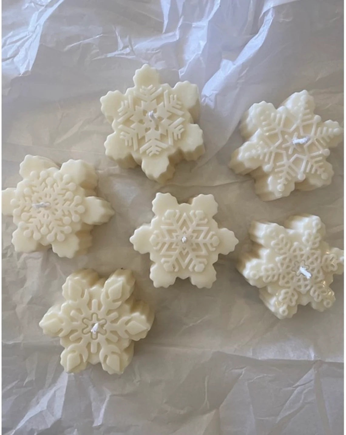 Set of 6 Snowflake Candles in Ivory