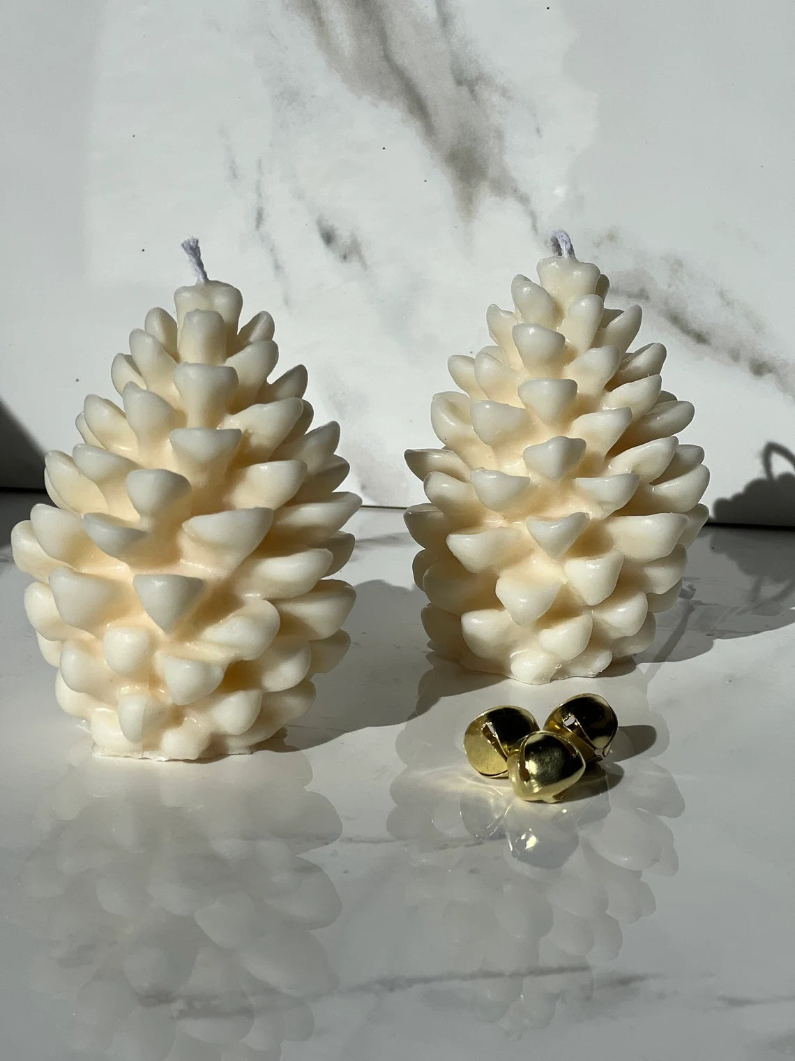 Set of 2 Pinecone Candles in Cream