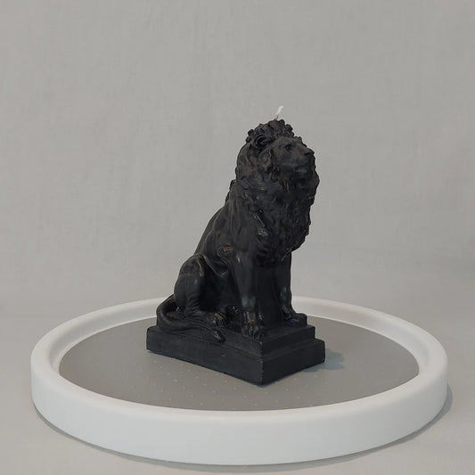 Lion Statue Candle in Black