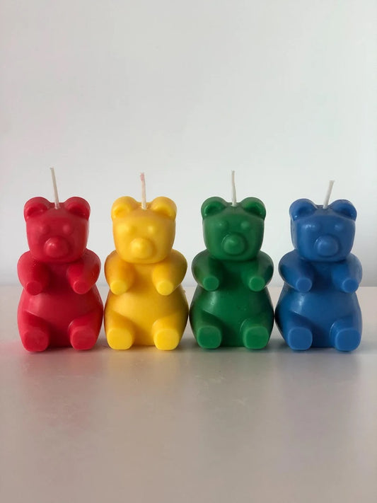 Set of 4 Gummy Bear Candles in Vibrant Colors