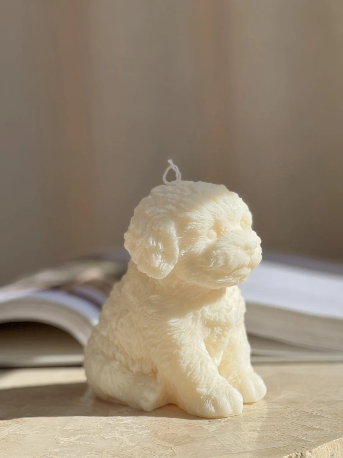 Large Fluffy Dog Candle in Multiple Colors