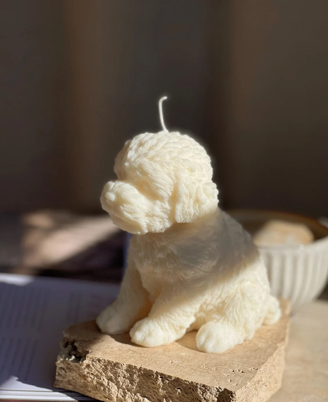 Large Fluffy Dog Candle in Multiple Colors