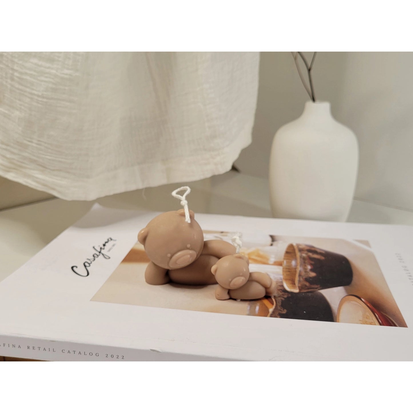 Lazy Teddy Bear Candle Set in Mocha