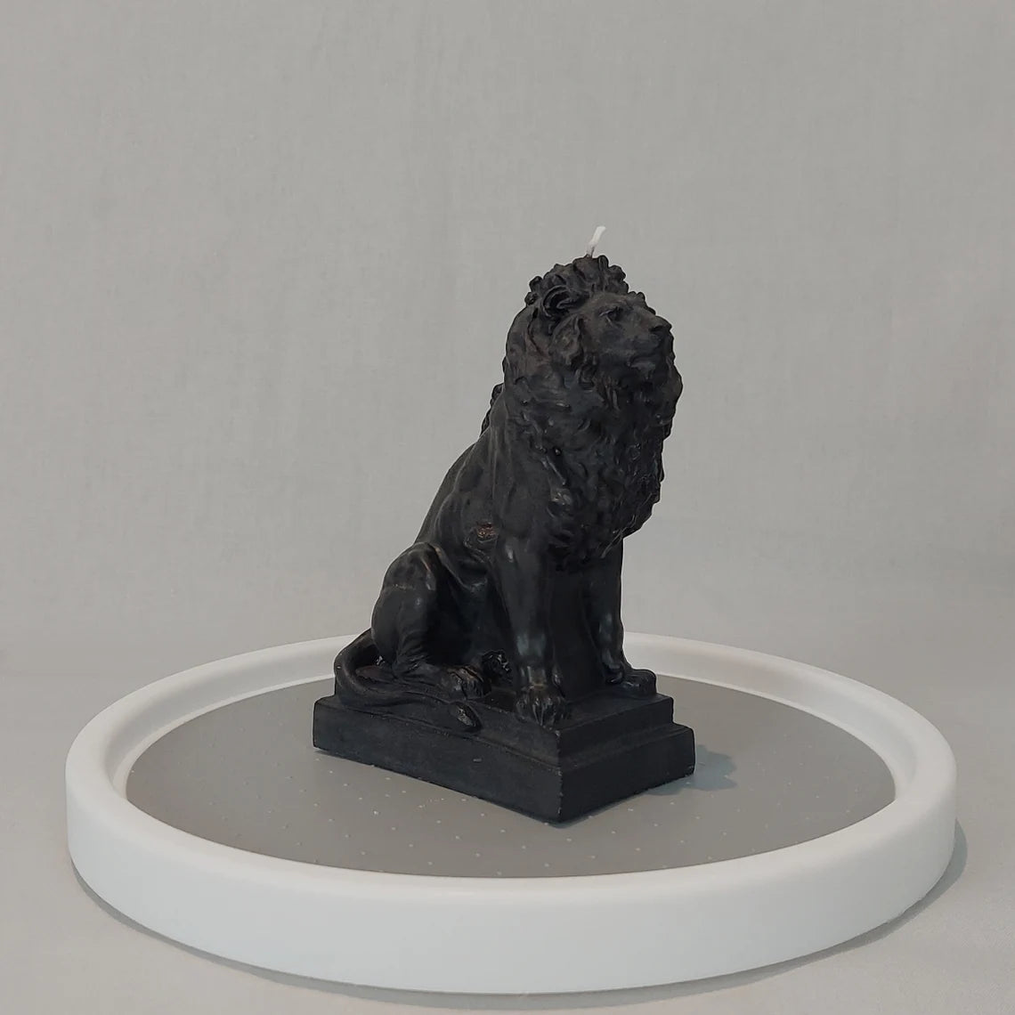 Lion Statue Candle in Black