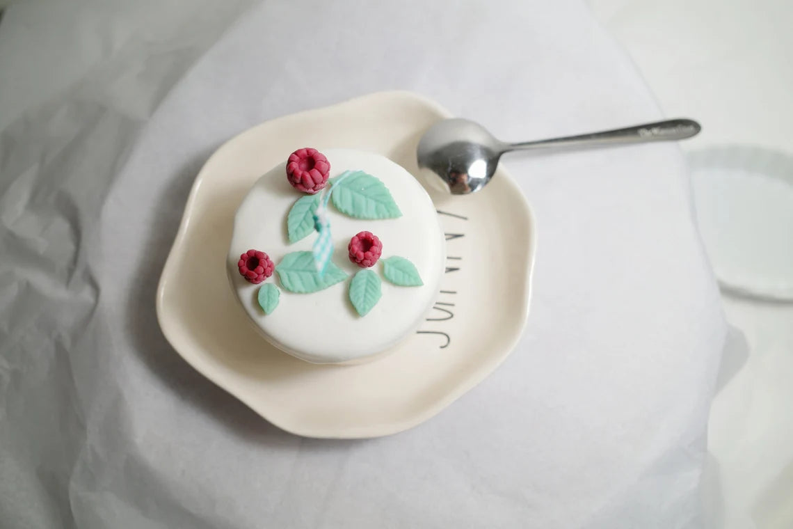 Lovely Mini Cake Candle with Raspberries