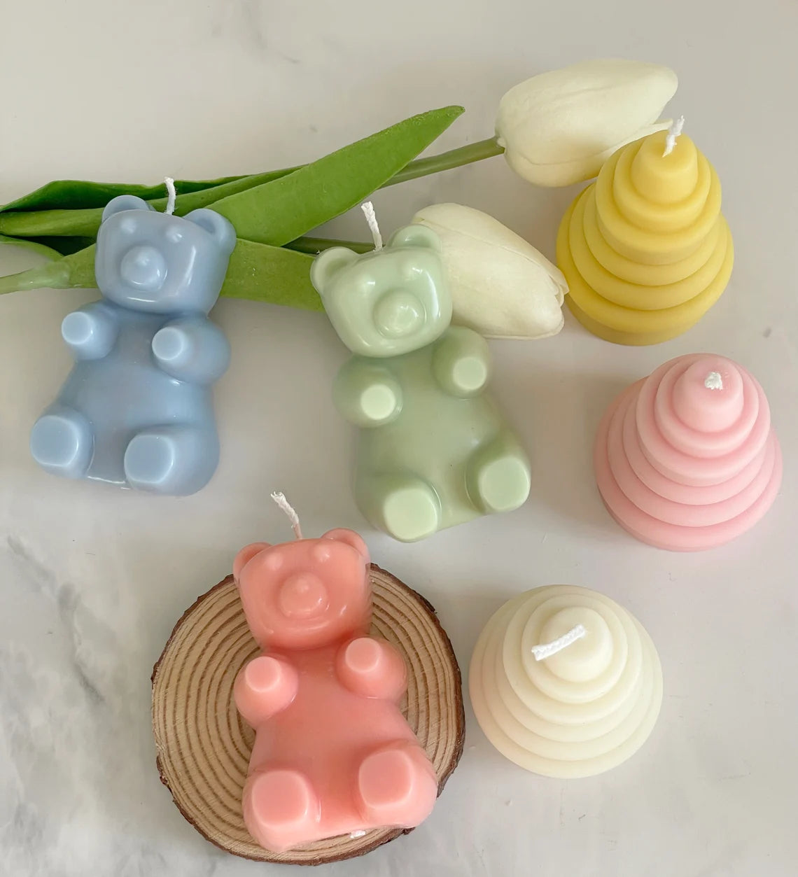 Set of 3 Gummy Bear Candles in Pastel