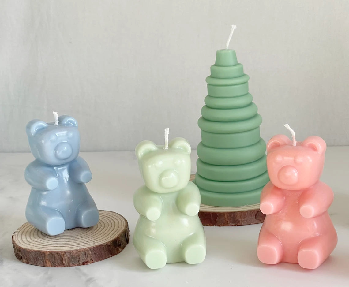 Set of 3 Gummy Bear Candles in Pastel