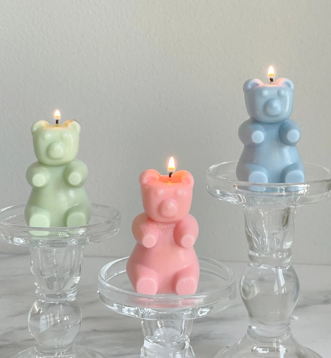 Set of 3 Gummy Bear Candles in Pastel