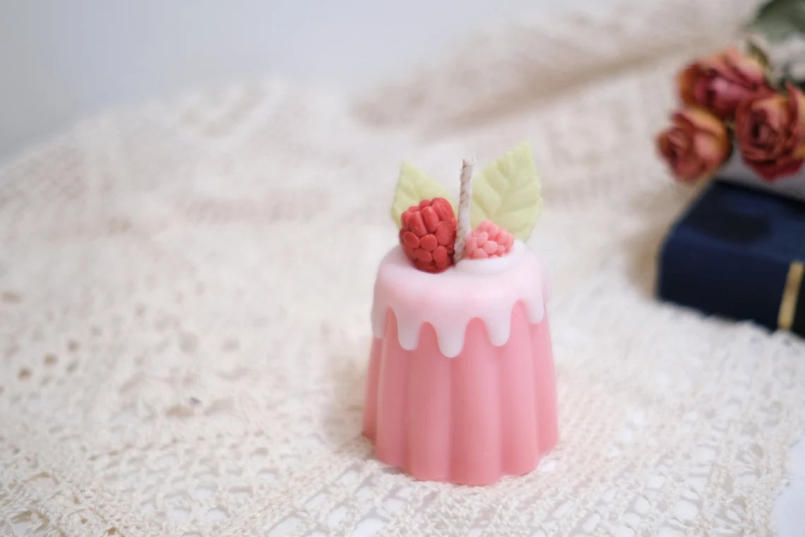 Lovely Pink Mini Cake Candle with Berries