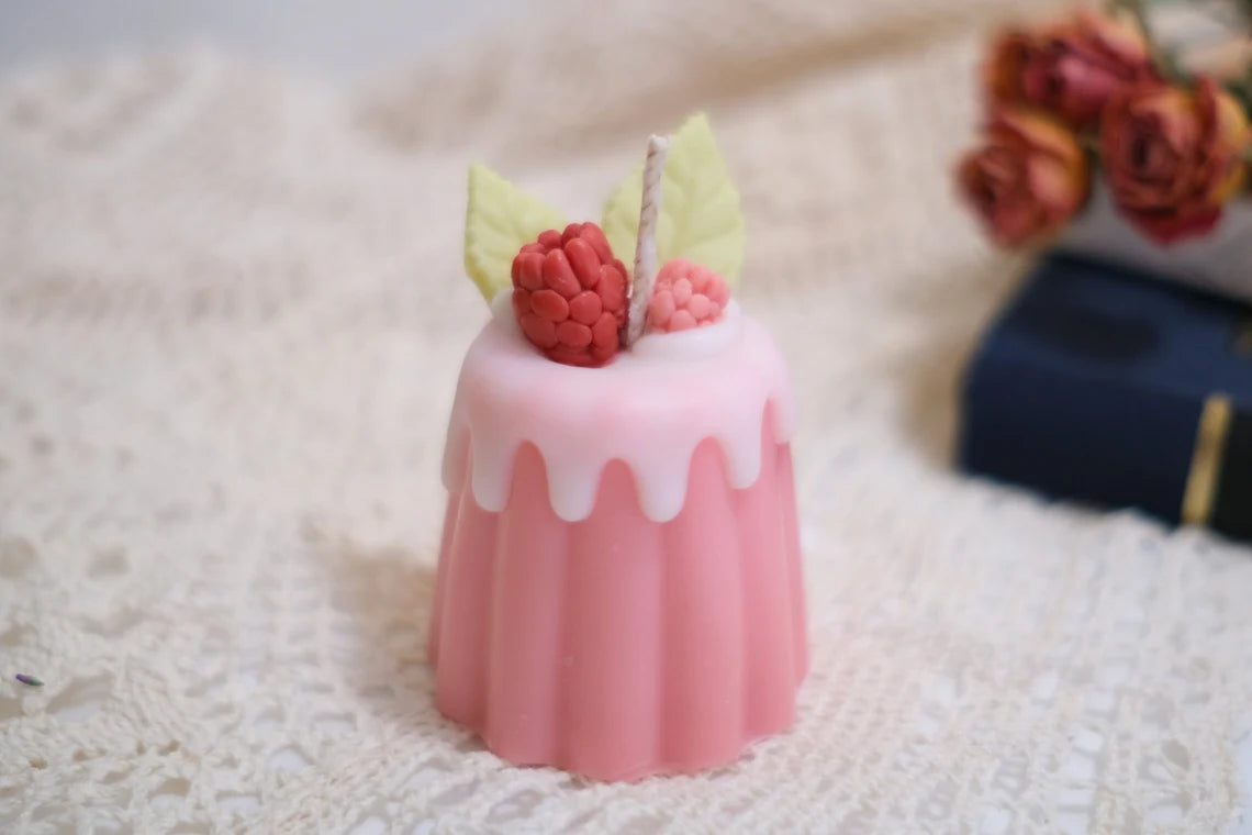 Lovely Pink Mini Cake Candle with Berries