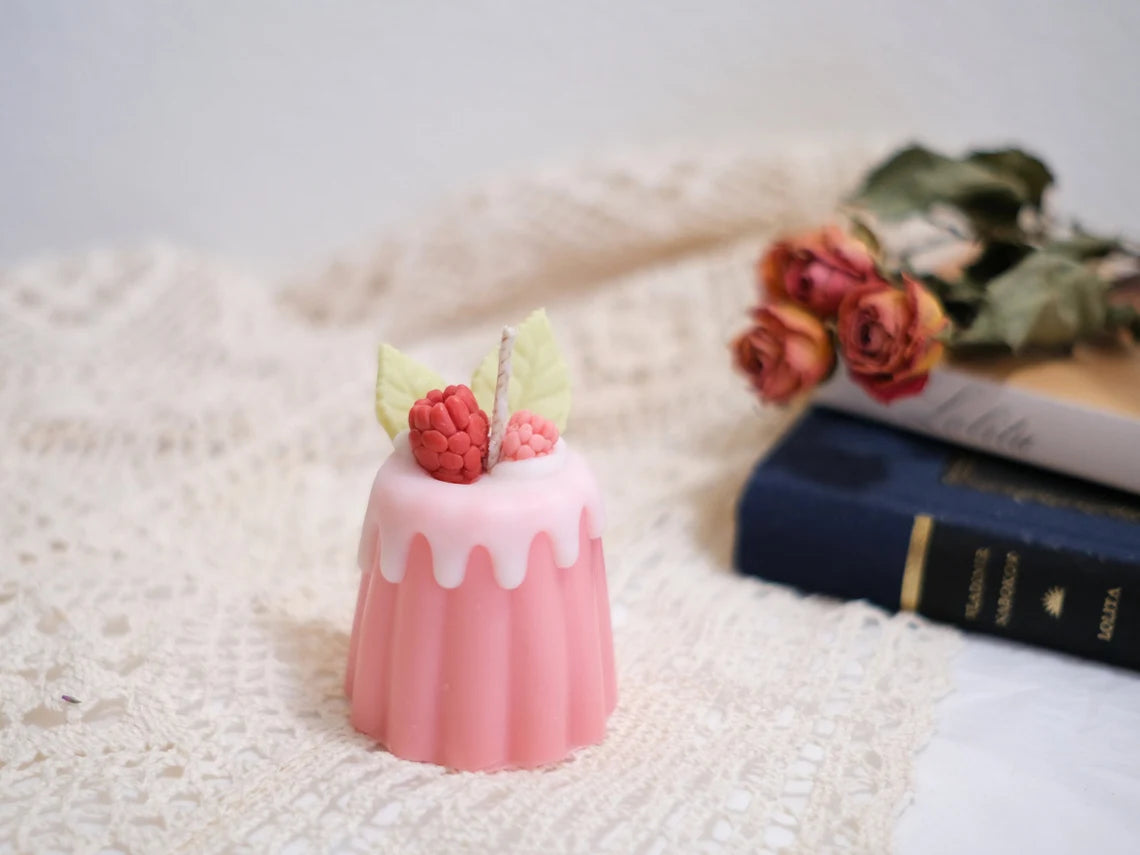 Lovely Pink Mini Cake Candle with Berries