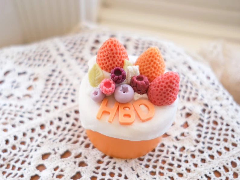 Happy Birthday Cake Candle in Strawberry / Orange