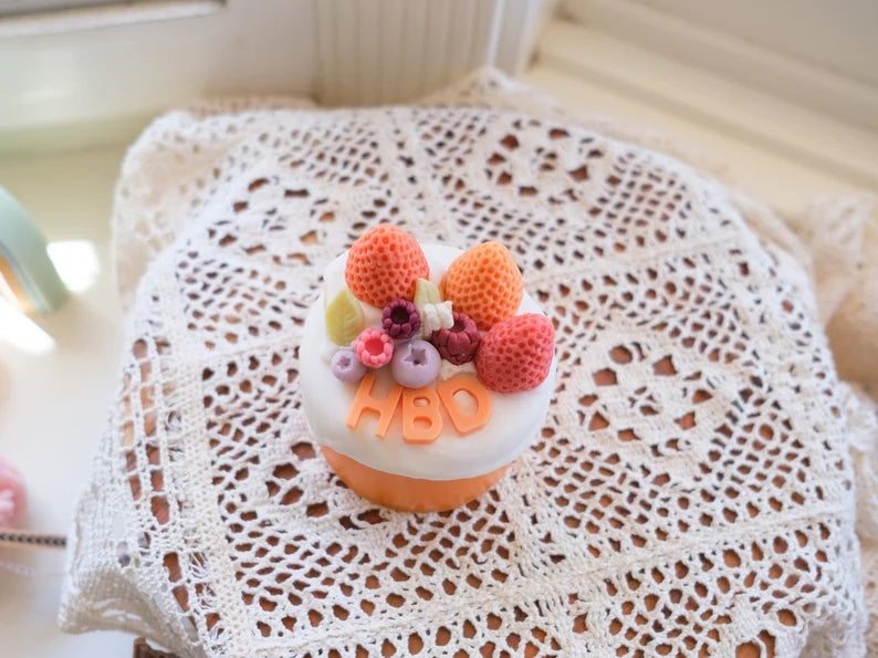 Happy Birthday Cake Candle in Strawberry / Orange