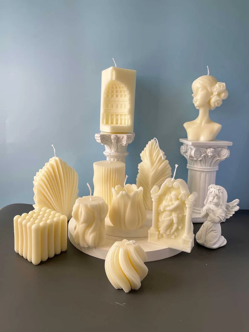 Sculpted Candle Gift Set in Ivory