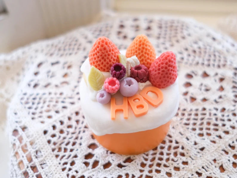 Happy Birthday Cake Candle in Strawberry / Orange