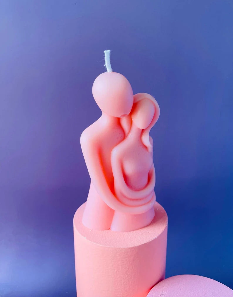 Romantic Sculpted Candle Gift Set in Pink and Nude Color
