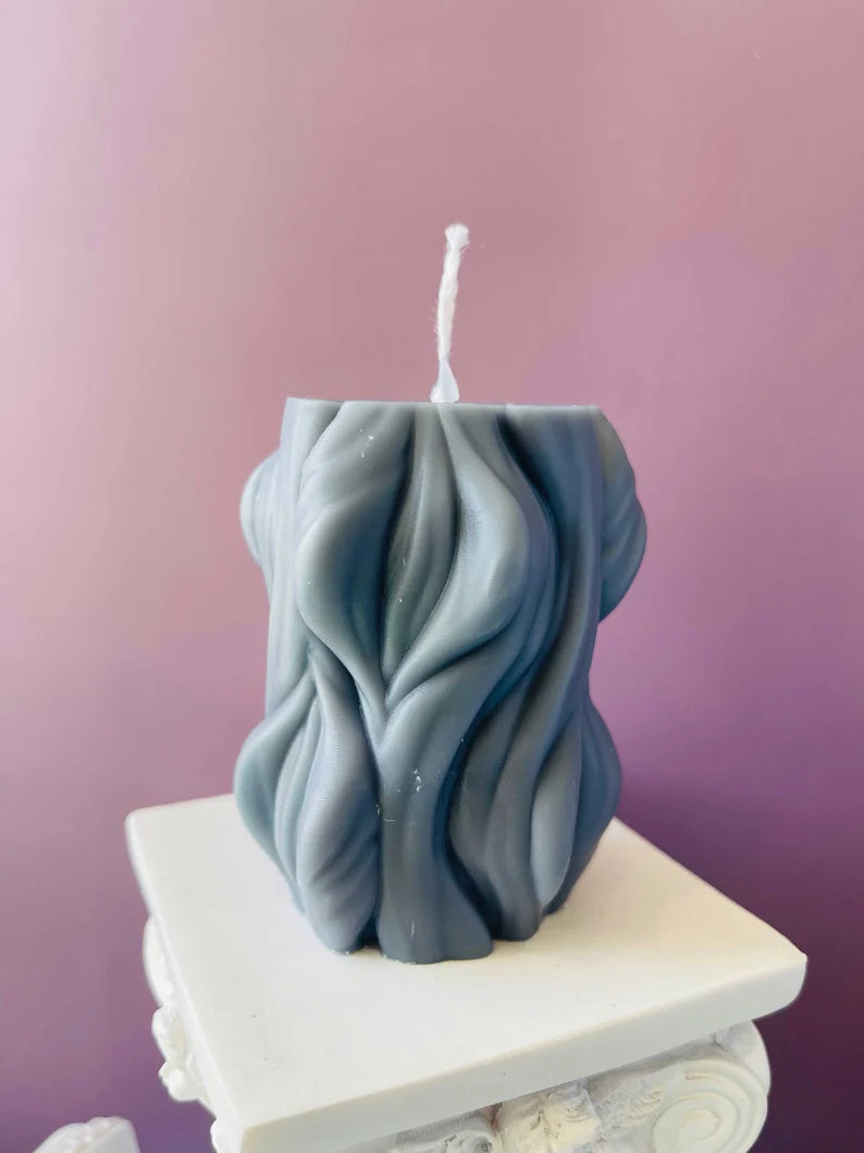 Sculpted Candle Gift Set in Charcoal Grey