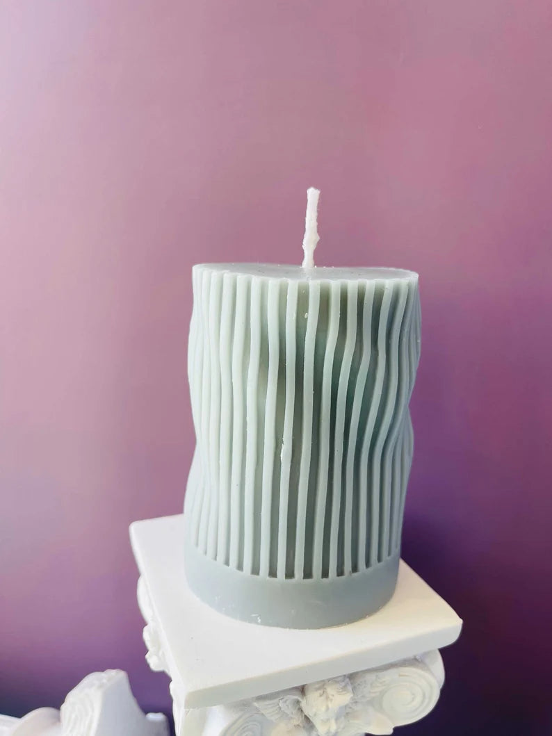 Sculpted Candle Gift Set in Charcoal Grey