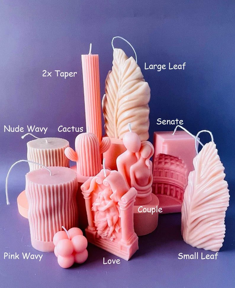 Romantic Sculpted Candle Gift Set in Pink and Nude Color