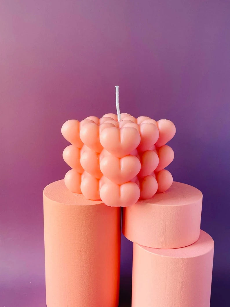 Romantic Sculpted Candle Gift Set in Pink and Nude Color
