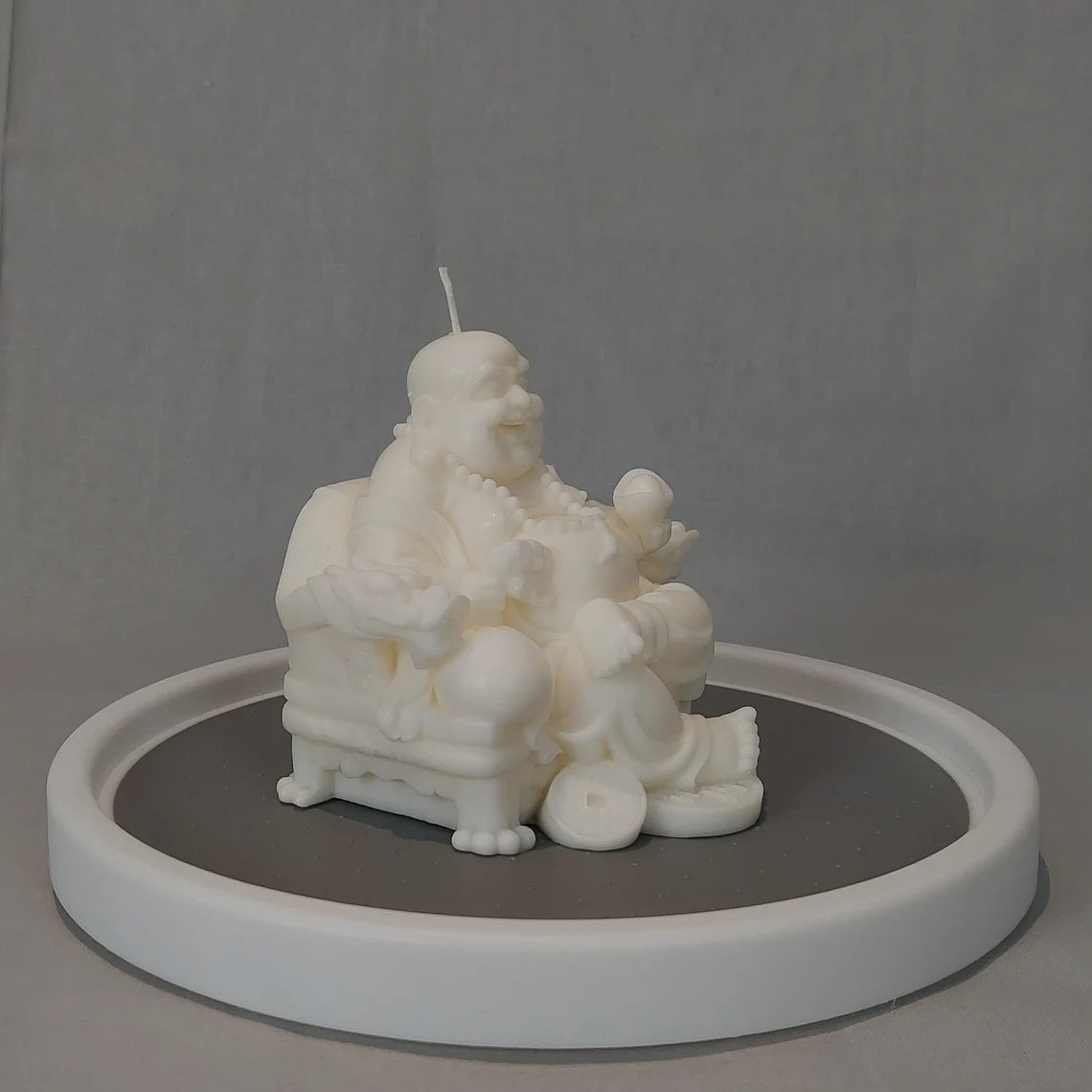 Sitting Chinese Good Luck Buddha Candle