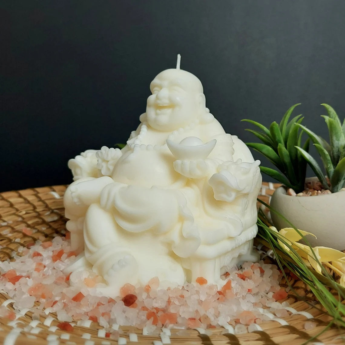 Sitting Chinese Good Luck Buddha Candle