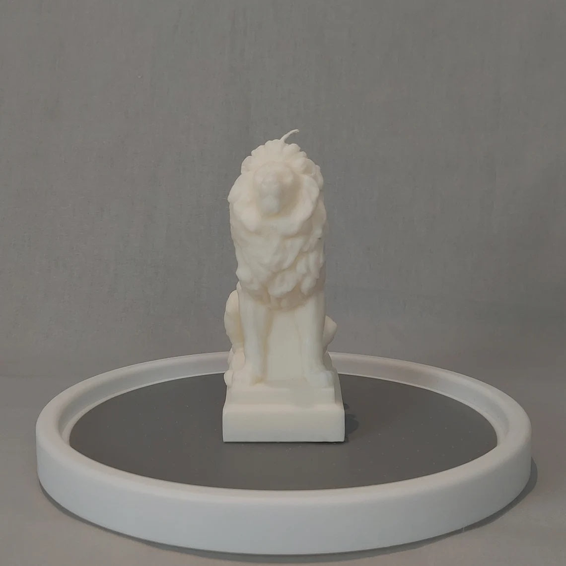 Lion Statue Candle in Clear Ivory