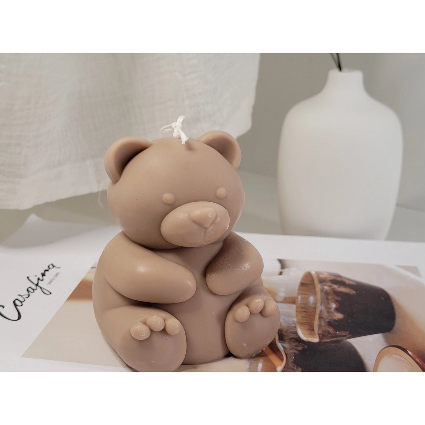 Cute Teddy Bear Candle in Mocha