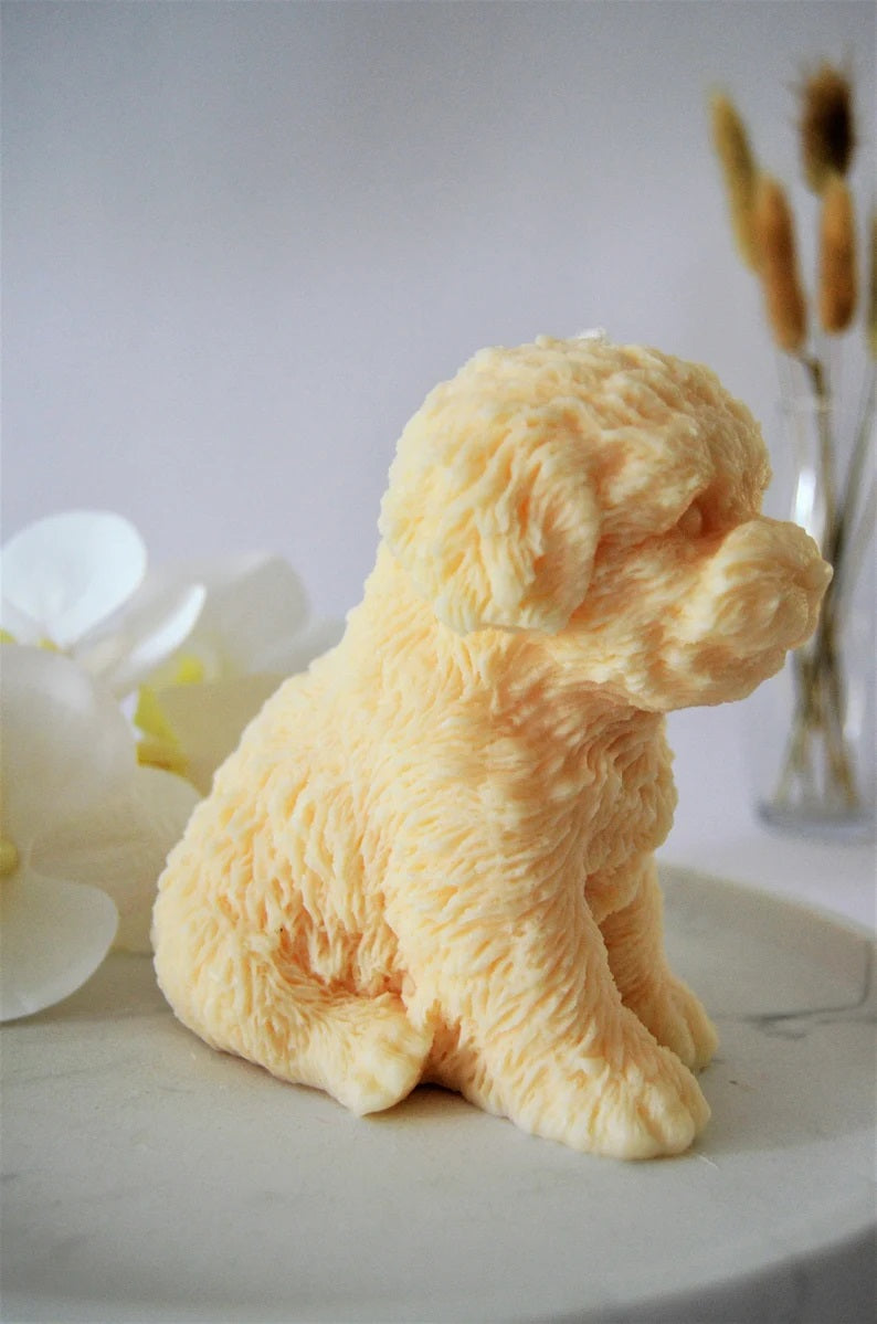 Large Fluffy Dog Candle in Multiple Colors