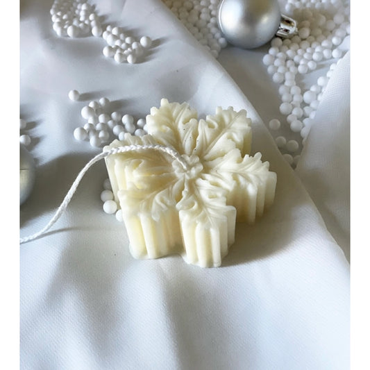 Set of Three Snowflake Candles in Ivory